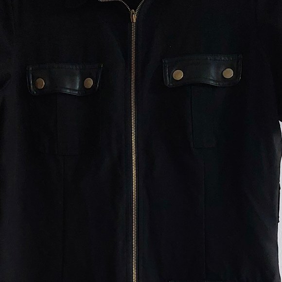 Sharagano Short Sleeve Summer Work Dress With Leather Pockets Size 6 Black - Picture 3 of 11